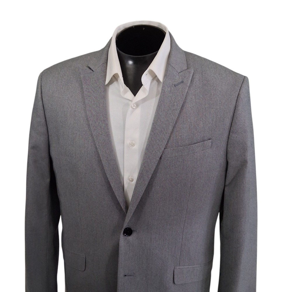 Express Suit Mens 44R 38x30 Gray Extra Slim Fit Two Button Professional Modern